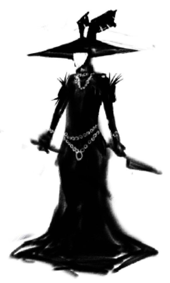 Silhouette in a wide-brimmed hat and long coat